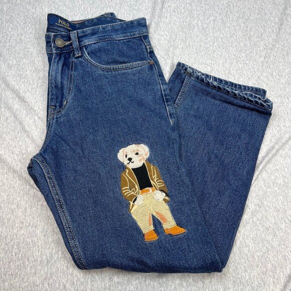 RARE Polo Ralph Lauren Jeans Mens Size 30 Polo Bear Hit Embroidered Y2K - Picture 1 of 16